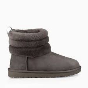 UGGs New  Women’s UGG Fluff Mini Quilted bootie size 9 Charcoal color